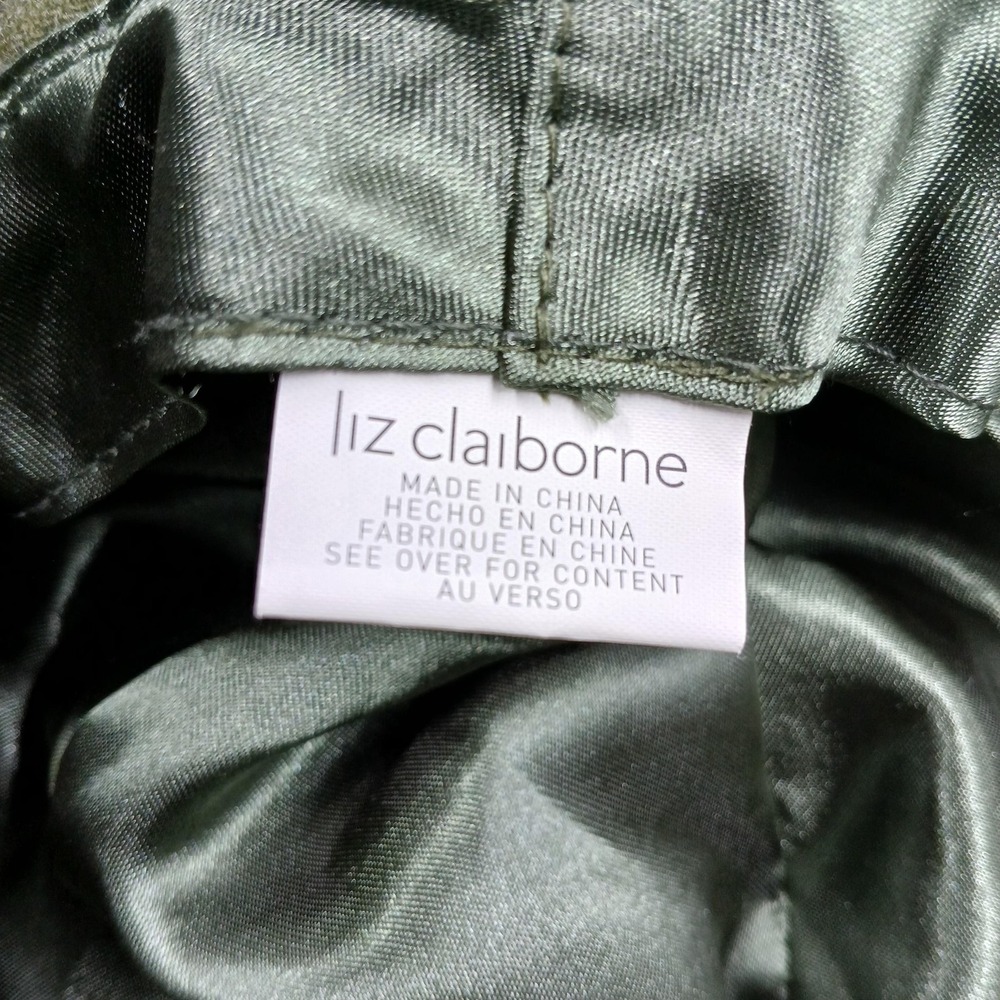 Liz Claiborne Hat Bucket‎ Cloche Olive Green Wool Blend Ribbon Band Bow Womens - Picture 6 of 8